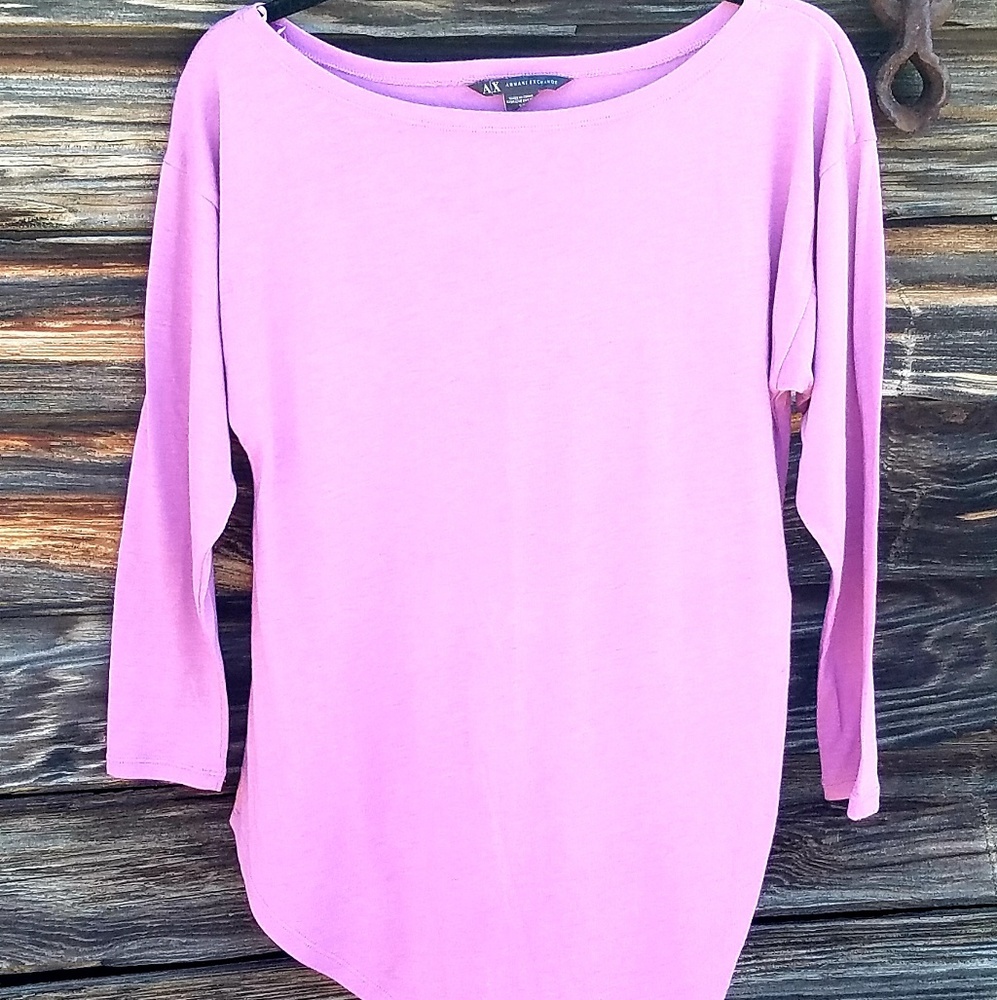 Armani Exchange Asymmetrical Lilac Top